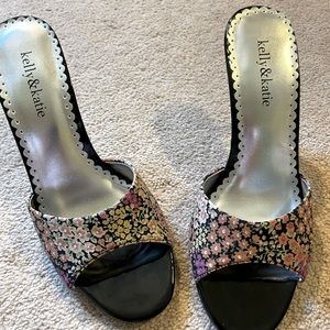 Black and floral heels